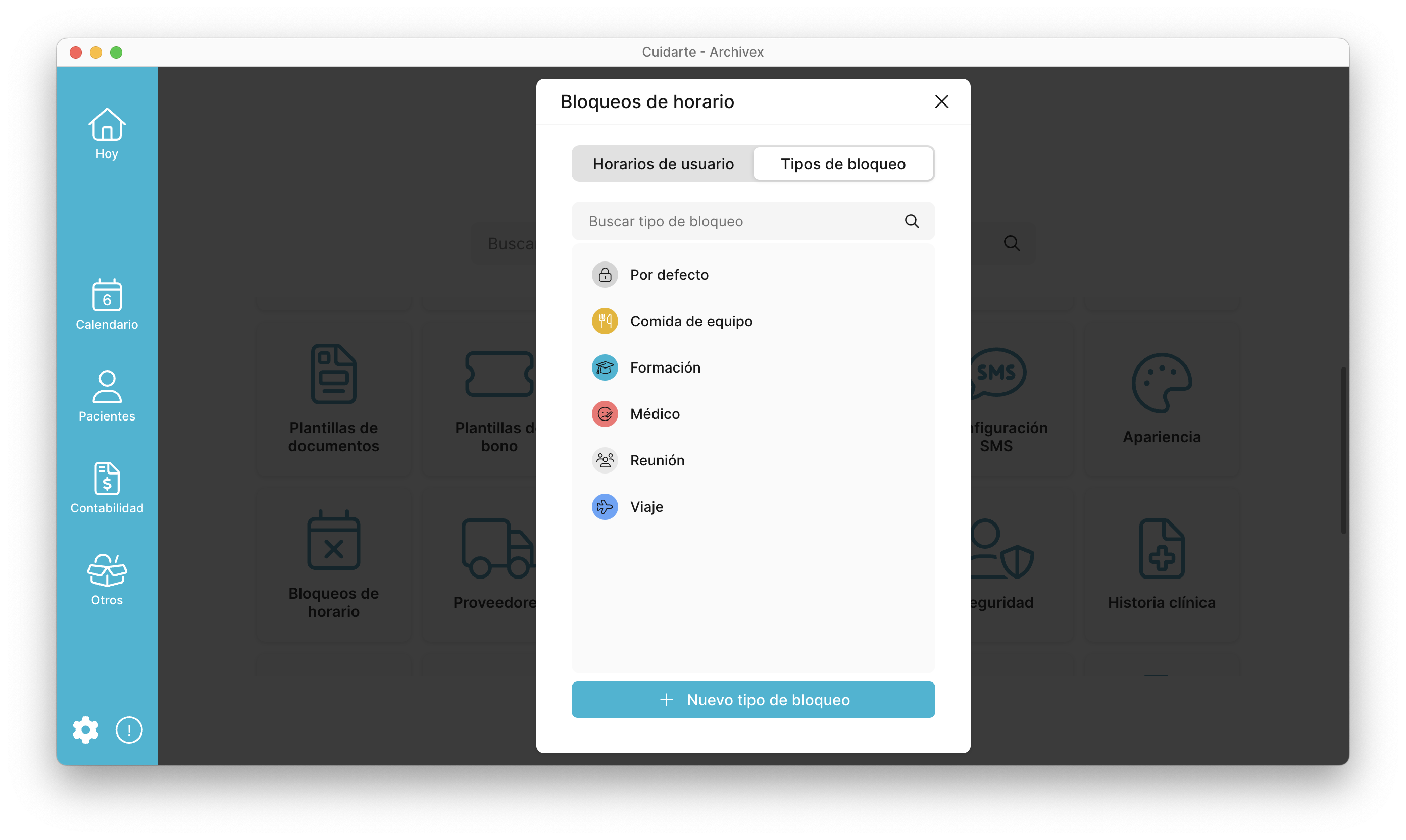 configuración bloqueos