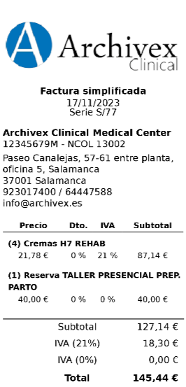 Factura simplificada tipo ticket