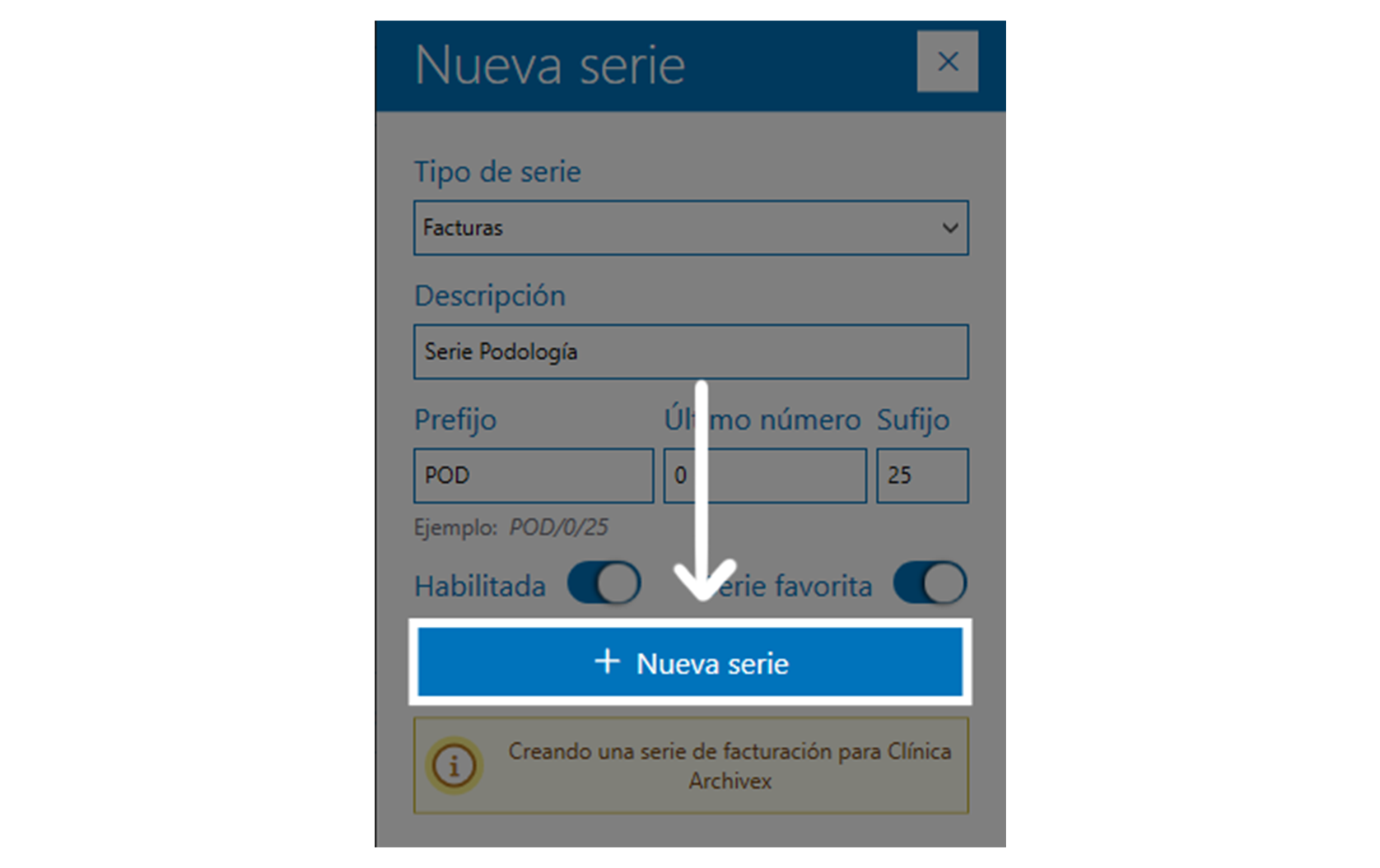 archivex serie facturación