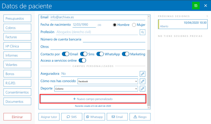 Campaña personalizada paciente