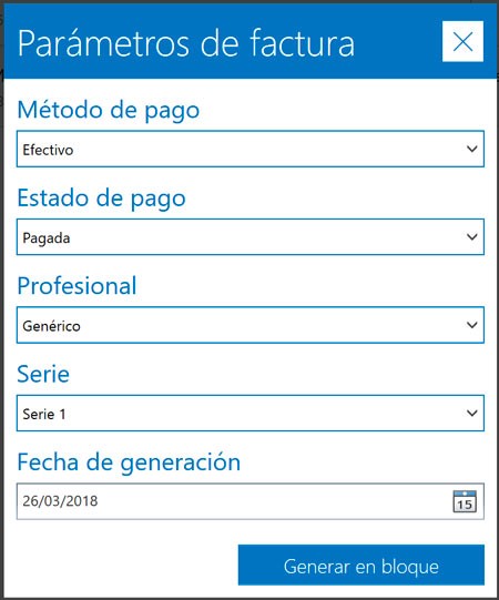 Parámetros de factura