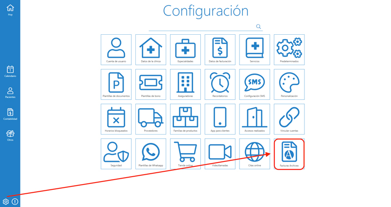 Interfaz factura de Archivex