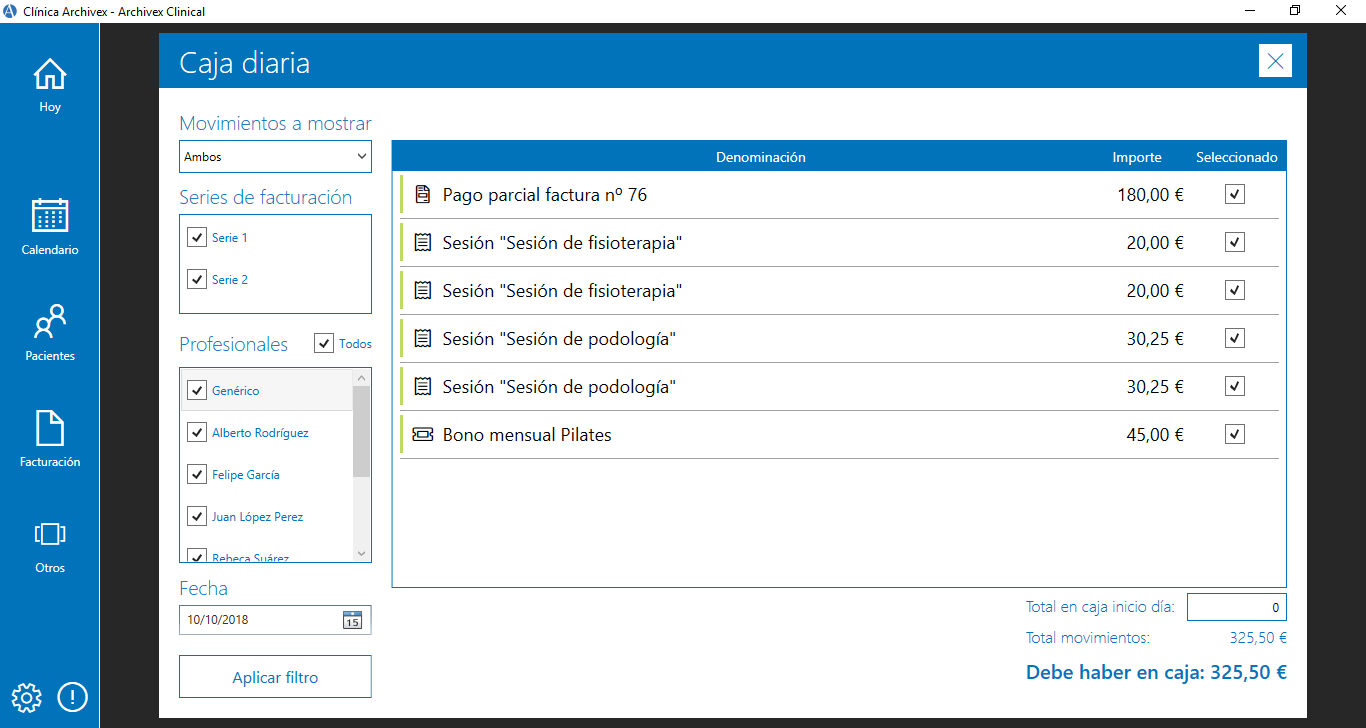 Visualización Caja diaria