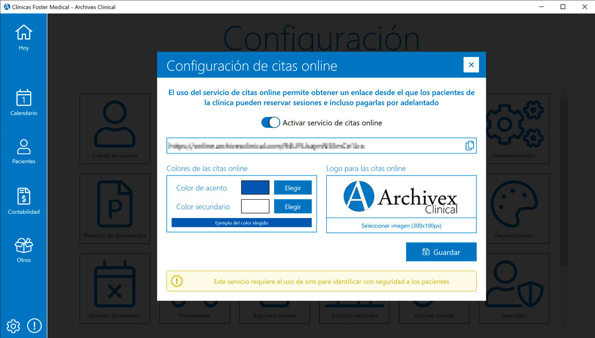 Configuración de citas online Archivex