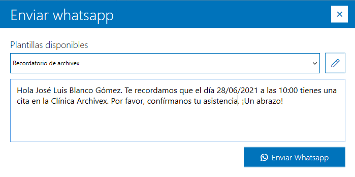 Recordatorios WhatsApp Archivex