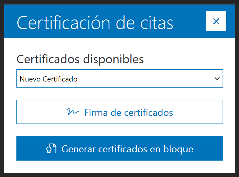 Certificados disponibles Archivex
