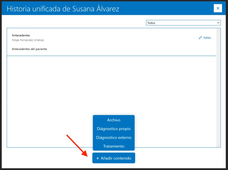 Interfaz historia unificada Archivex