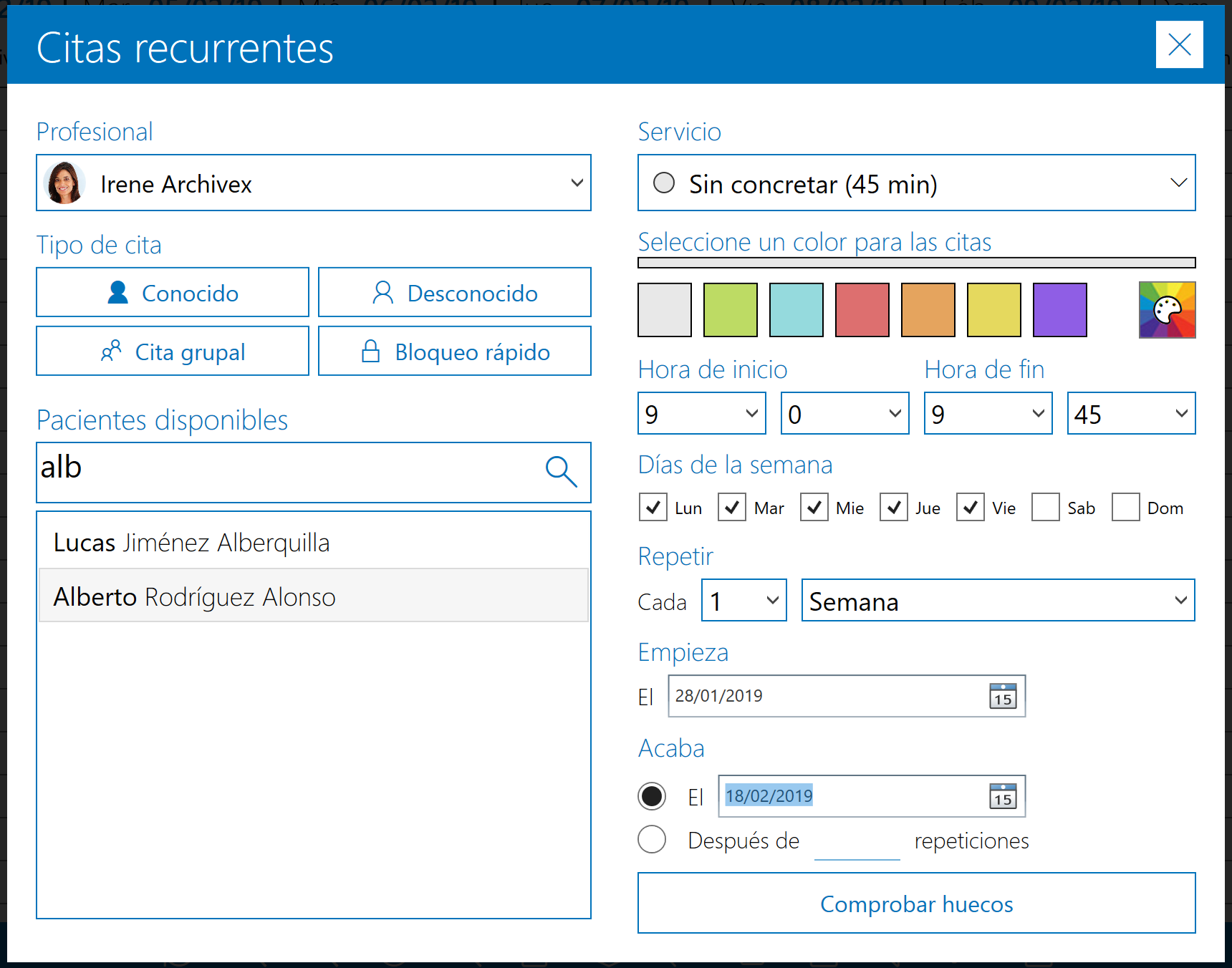 Creando citas recurrentes