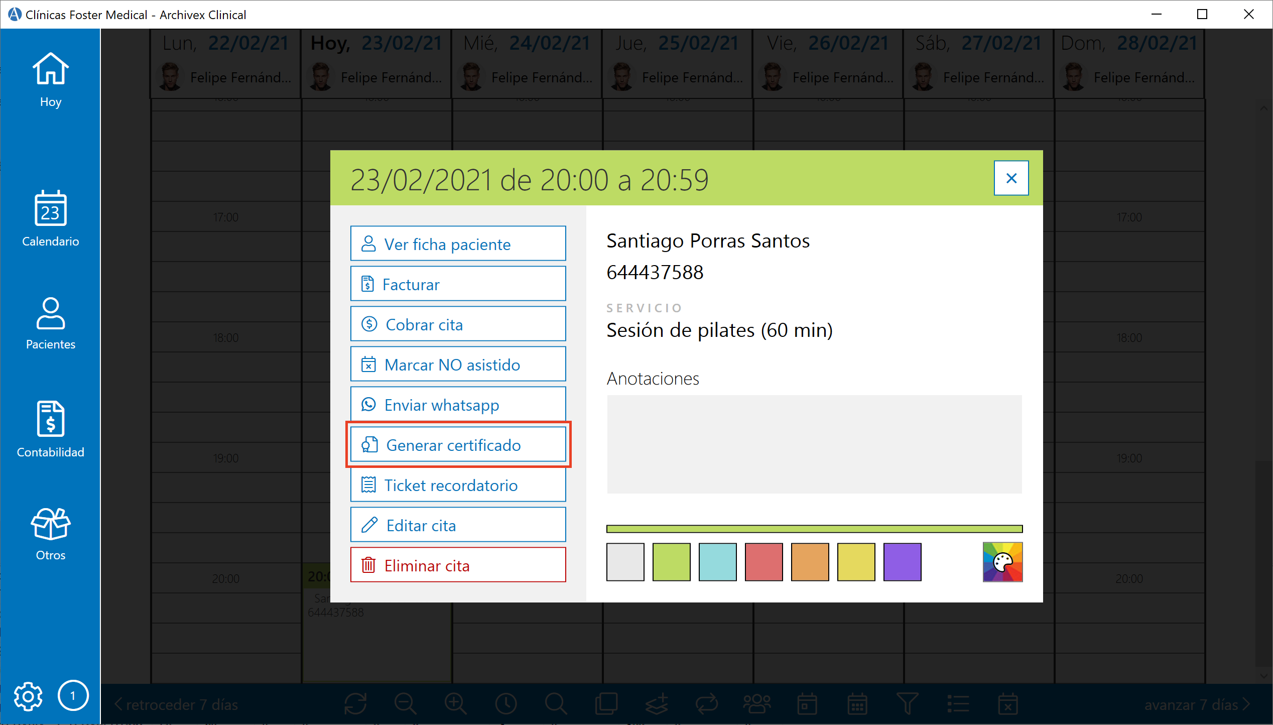 Genera certificado Archivex