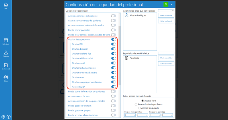 Seguridad software gestión clínica