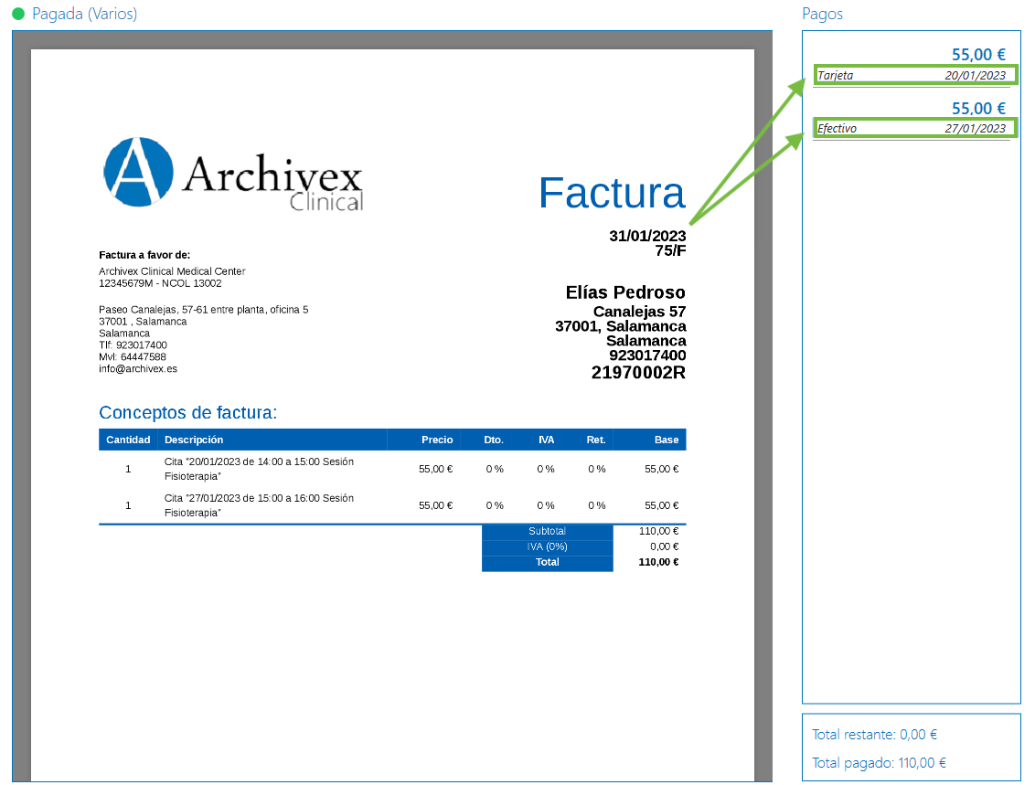 Datos Factura Archivex