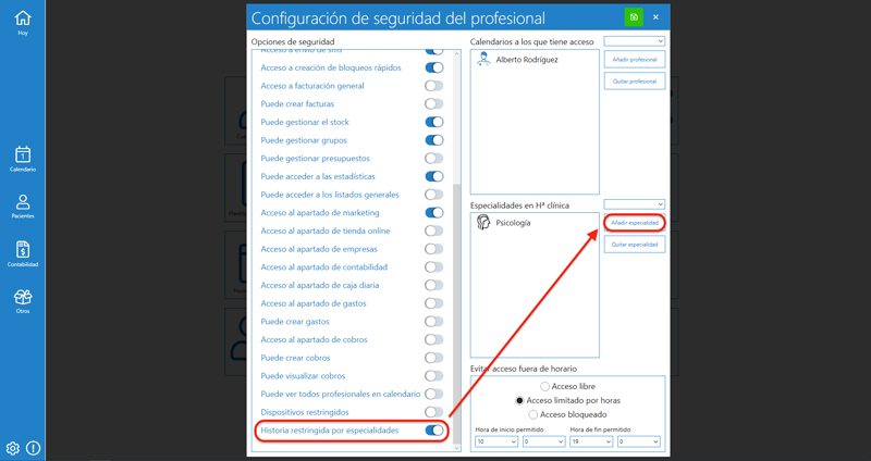 Interfaz seguridad Archivex