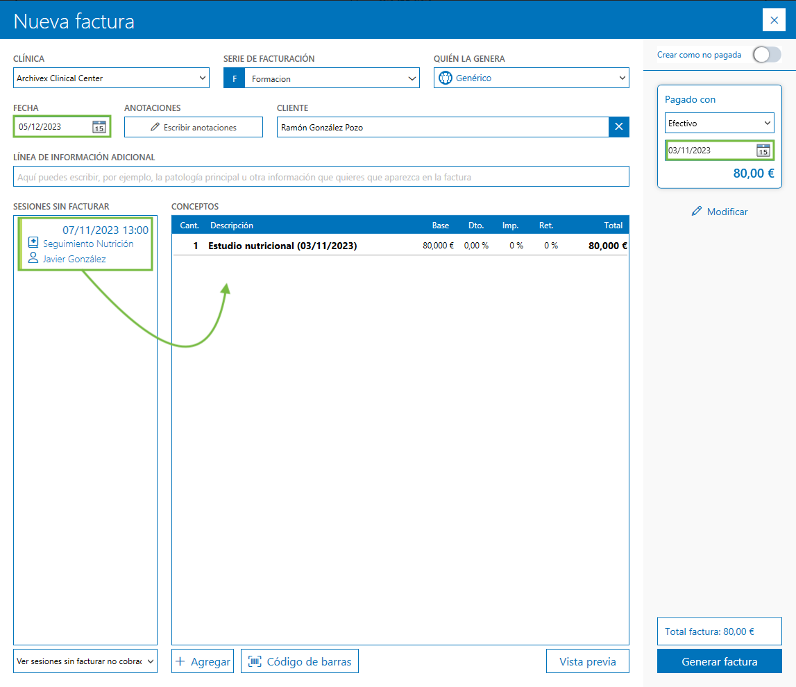 Nueva factura Archivex