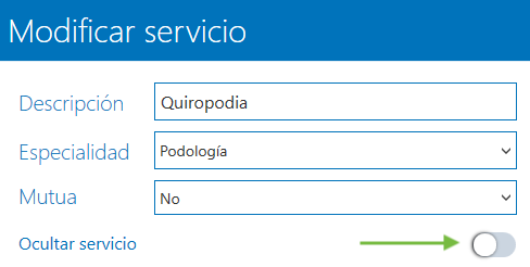 Ocultar servicio