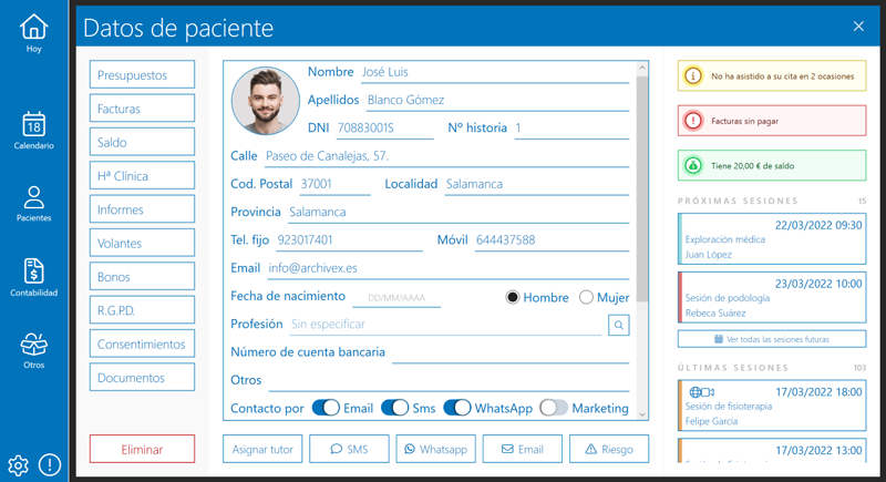 Saldo de pacientes en Archivex