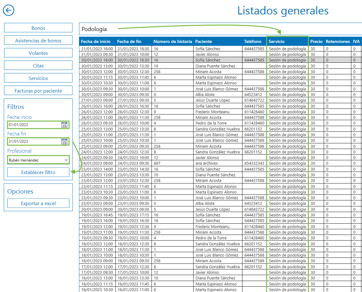 Listados generales Archivex