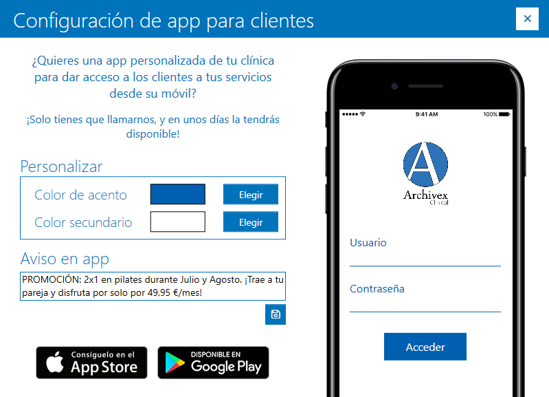 Configuracion de app para clientes Archivex