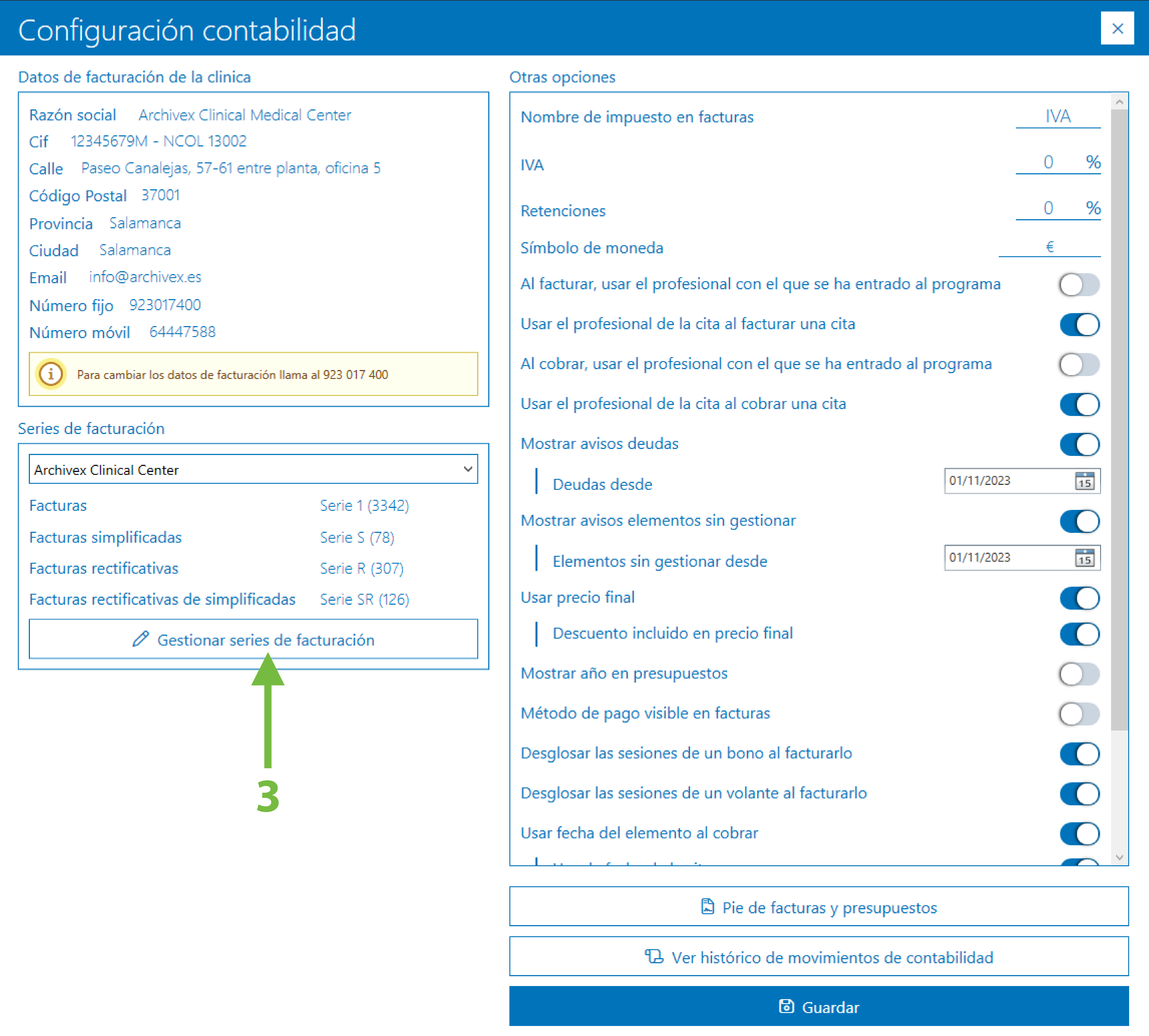 Series Facturación Archivex