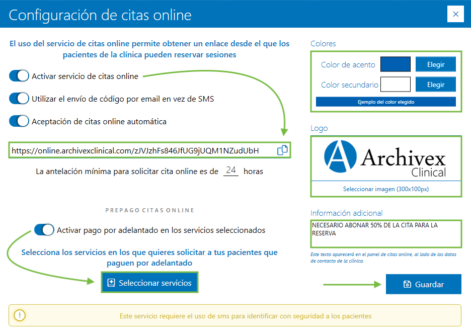 Activar citas online Archivex