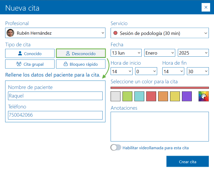 crear paciente archivex