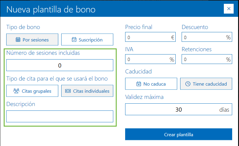 Ventana configuracion bono Archivex