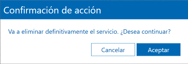 CONFIRMACIÓN ELIMINAR Servicio en Archivex