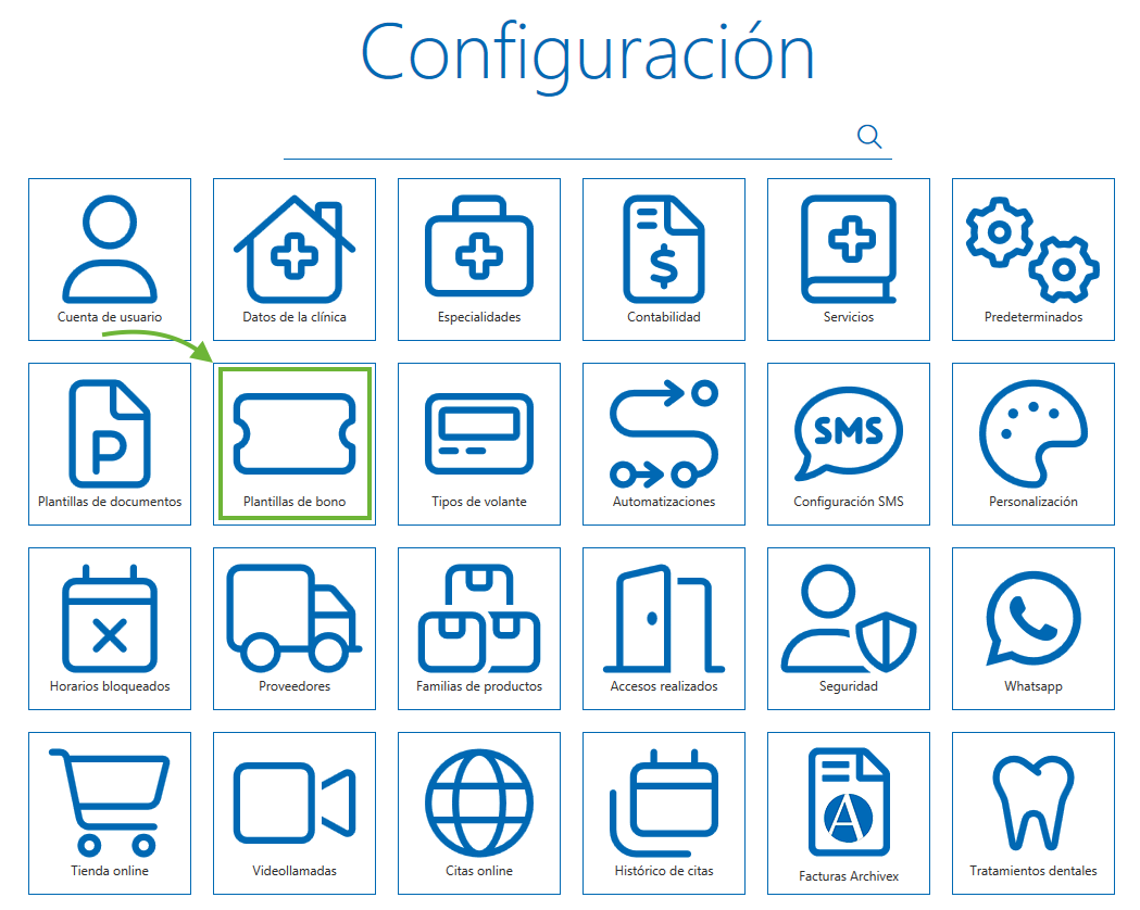 Ventana configuración Archivex