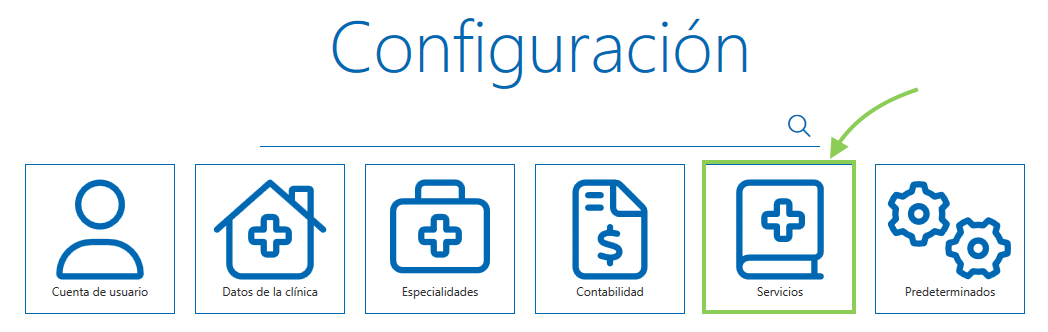 Menú Configuración servicios Archivex