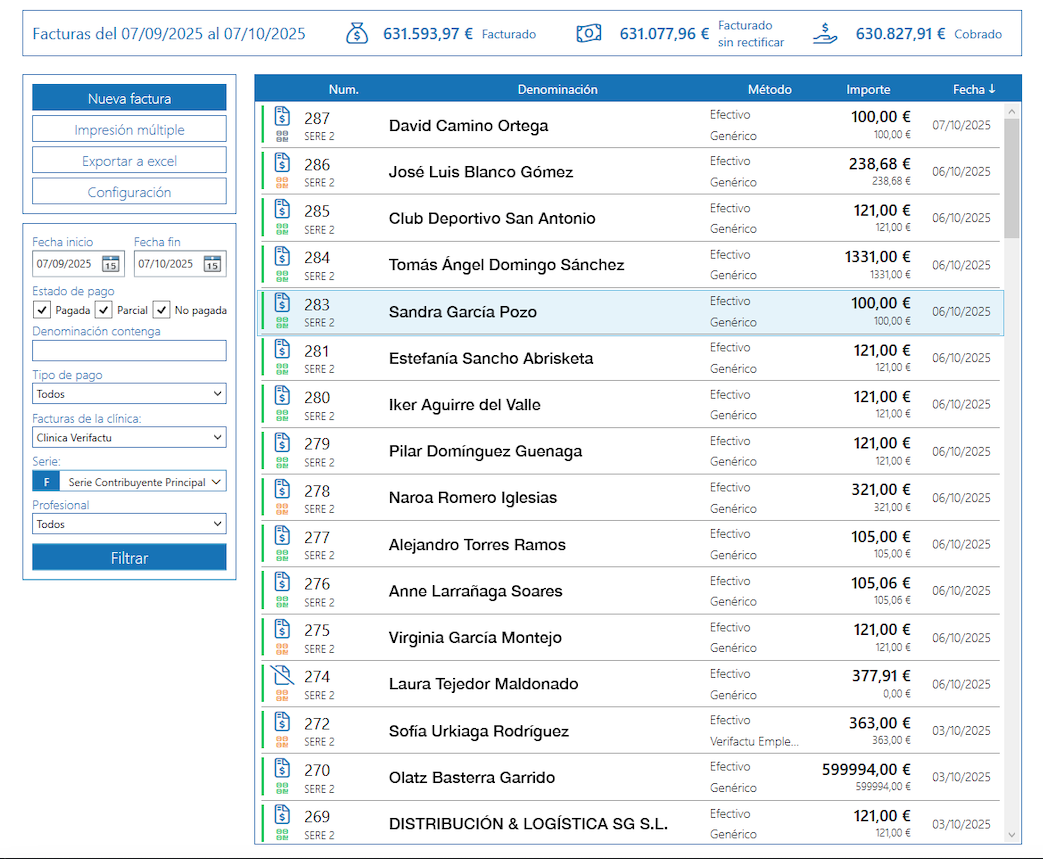 estado facturas Verifactu