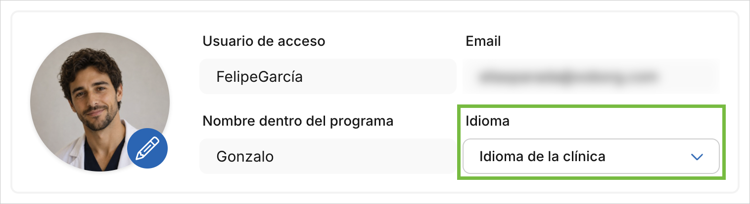 Selector de Idioma en la cuenta de usuario de Archivex