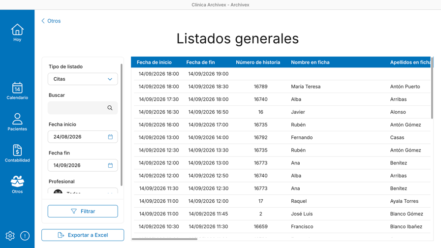 Listados generales