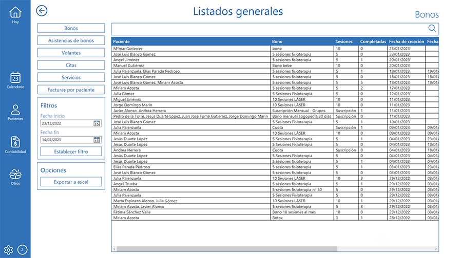 Listados generales