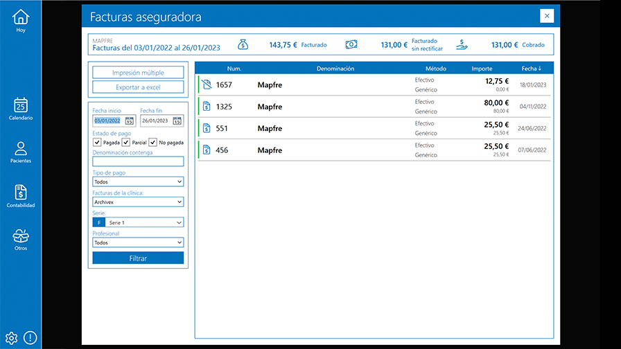 Facturación de aseguradoras