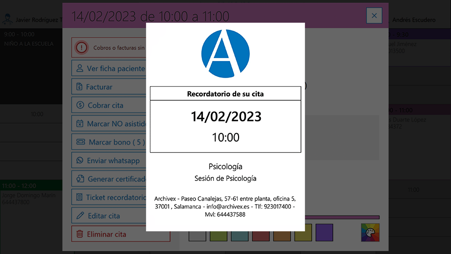Tickets recordatorio