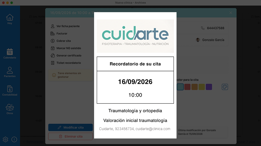 Tickets recordatorio