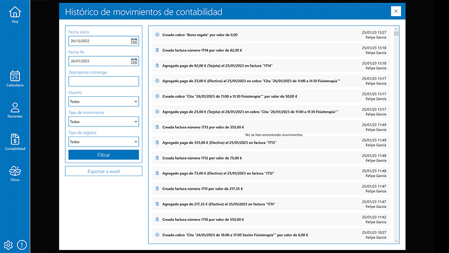 Histórico de cambios contables