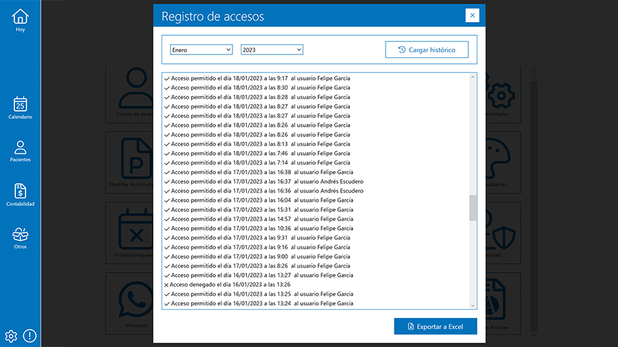 Histórico de accesos