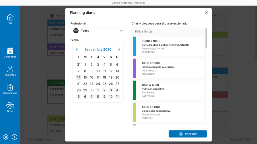Planning diario