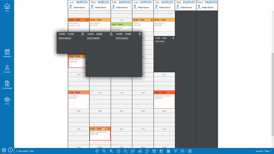 Bloqueos de horarios
