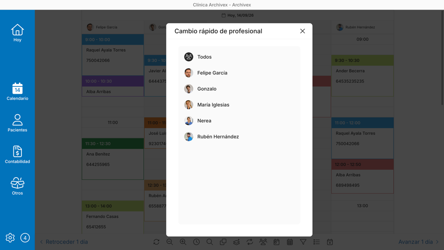 Cambio rápido por profesional
