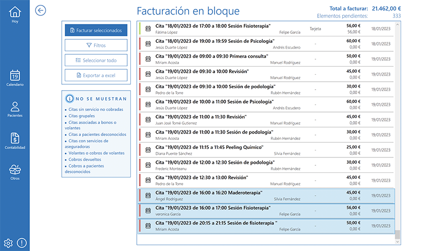 Facturación en bloque