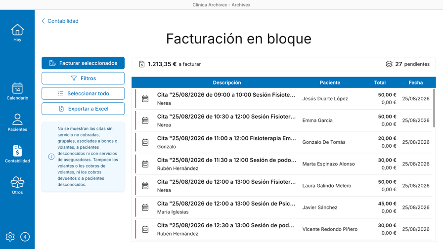 Facturación en bloque